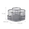Relaxdays Pencil Holder, Metal Mesh, 7 Compartments, Rotatable, Round Desk