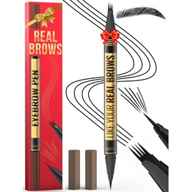 Microblading Eyebrow Pen - Eyebrow Pen 2-in-1 Dual-Ended Eyebrow Pencil with Micro-Fork Tip & Precise Brush-Tip Create Hair-Like Brows, Natural Brow Eyebrow Pen, Long Lasting, Black