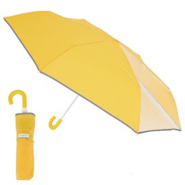 estaa (esta) Kids Folding Umbrella with Safety Design to Prevent Finger Pinching, Transparent Window, Windproof, Reflective Tape, Rain Umbrella for Children, Boys and Girls, Solid Color, Reflect