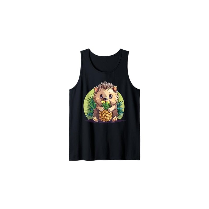 Pineapple Hedgehog Pineapple Lover Drawing Animal Art Tank Top