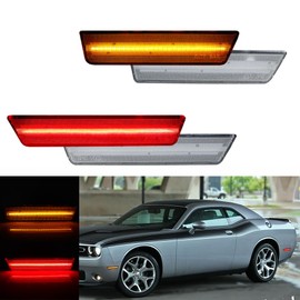 Tonsya For 2008 2009 2010 2011 2012 2013 2014 Challenger R/T Classic Rallye Redline SRT8 SRT SXT R/T SE Front Rear Bumper Side Marker Lights Full Amber & Red Led Lights Clear Lens 4 pcs