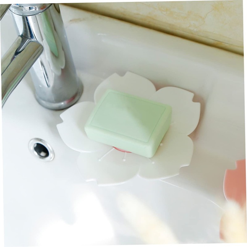 STOBAZA Flower Shaped Soap Dish Set Draining Soap Holder Box