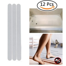 S&X Bathtub Non-Slip Stickers,Gritty Textured Slip-Resistant Treads,Pack of 12 – 0.75 x 11 Inches (Gray)