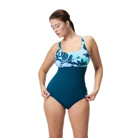 Speedo Women's Swimsuit One Piece Adjustable Square Neck Moderate Cut
