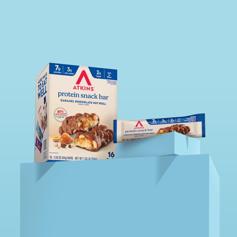 Atkins Caramel Chocolate Nut Roll Snack Bar, Protein Snack ,