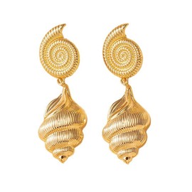 Gold Starfish Pearl Seashell Stud & Drop Dangle Earrings - Exaggerated Beach Statement Jewelry for Summer Gifts