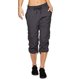 RBX Active Women's Stretch Woven Lightweight Body Skimming Drawstring Capri Pant Charcoal S21 XS