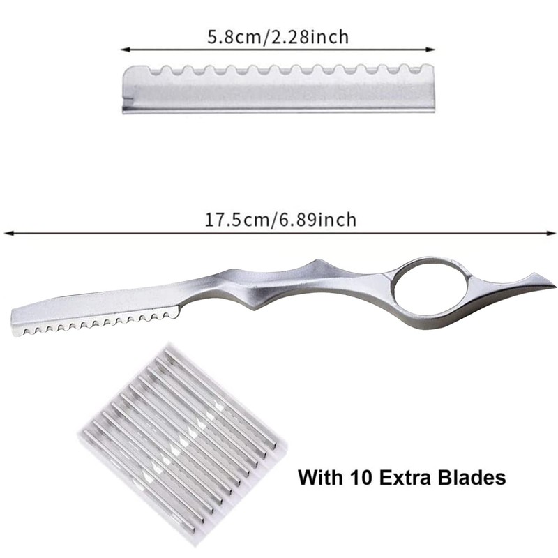 Flat Brush, Stainless Steel, Stainless Steel Nib Cut Barber Razor