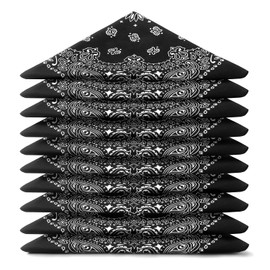 Karl Loven Bandana Piece - Paisley Mandala Pattern - 100% Cotton TÜV Tested - Thick Fabric - 20 Exclusive Colours, Black (mandala pattern)