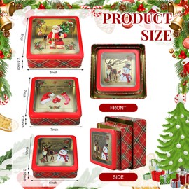 6 Pcs Christmas Cookie Tins with Lids for Gift Giving Metal Cookie Tins Large Medium Small Tin Container Cookie Containers Festive Christmas Treat Tins Party Supplies (Rectangle Snowflake)