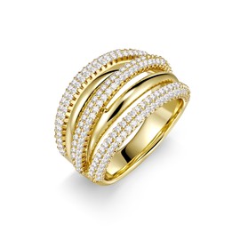 LUCA SMITH 14K Plated Gold Stacking Zirconia CZ Rings for Women,Trendy Statement Chunky Band Stackable Ring Non Tarnish Stack Gold Statement Dainty Fashion Bands Thumb Size 6-9 Jewelry Gift