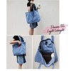 Hoxis Casual Denim Tote Bag with Zipper, A4 Large Capacity,