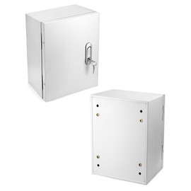 QWORK Heavy-Duty Outdoor Electrical Box, Fiberglass Reinforced Polyester, Steel, 12x10x6 inches with Lock & Keys for Industrial, Mall, Residential Use