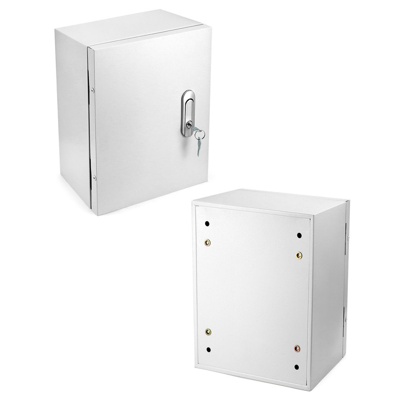 QWORK Heavy-Duty Outdoor Electrical Box, Fiberglass Reinforced Polyester, Steel, 12x10x6
