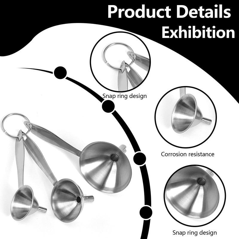 6 PCS Stainless Steel Funnels, Hip Flask Funnel Mini Kitchen