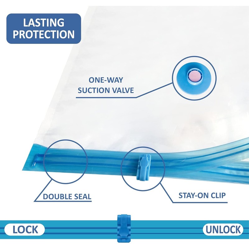 Vacuum Storage Bags for Clothes Blankets,and Comfortersg 7-Piece set (2S+2M+2