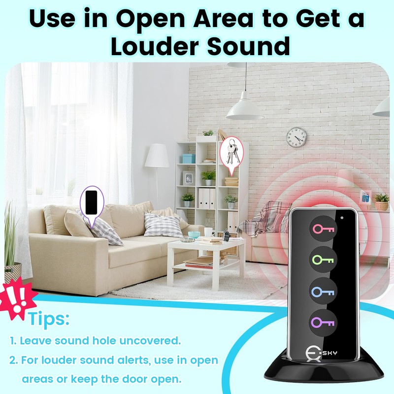 Esky Key Finder Locator with Sound, 80dB Item Trackers with