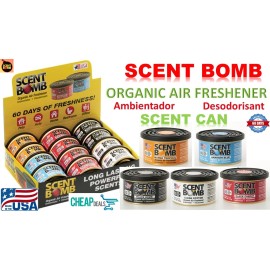 SCENT BOMB 6 SCENT BOMB ORGANIC CAR AIR FRESHENER IN SCENT CAN 1.5 OZ 60 DAY (LOT OF 6 CAN) - Mango Tropical