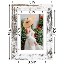 Vittanly 4x6 Picture Frames Set of 9, Shatter Resistant Plexiglass, Display 3.5x5 Pictures with Mat or 4x6 without Mat, Photo Frames for Wall or Tabletop, Engineered Wood, Distressed White