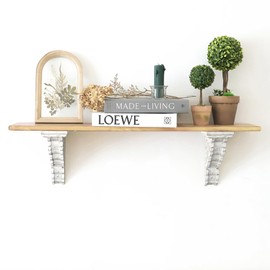 Z² BellaDecor Set of 2 Rustic Wood Corbels for Shelves Vintage Wooden Triangle Shelf Brackets with Hanging for Kitchen Cabinet Book Shelves Living Room Bedroom Shabby Chic Decor