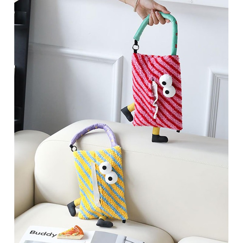 Clapoyis Hanging Tissue Case, Adorable Car Tissue Cover, Fabric (Yellow)