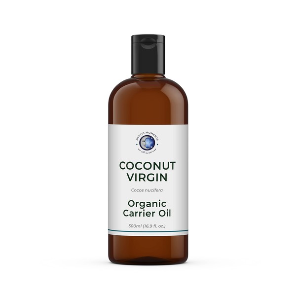 Mystic Moments | Organic Coconut Virgin Carrier Oil 500ml - Pure & Natural Oil Perfect for Hair, Face, Nails, Aromatherapy, Massage and Oil Dilution Vegan GMO Free