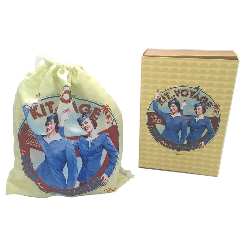 Nostalgia Travel Set with Inflatable Neck Pillow, Sleeping Mask, Ear