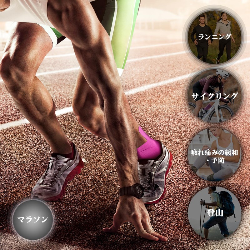 KTQUICK Pre-cut Taping for Ankle, Elastic Kinesiology Tape, Marathon Sports