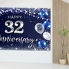 Happy 32nd Anniversary Backdrop Banner Decor Navy Blue – Silver