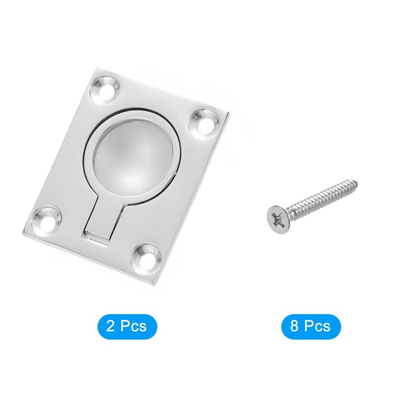 sourcing map Flush Ring Pull Handle, 2Pcs 48 x 38