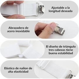 Sujetadores para Sábanas,Triángulo Ajustable Tirantes elásticos Sujetador,Sujeta sabanas para sábanas Ajustables,Cojines de sofá,Fundas de colchones (8 PCS, Blanco)