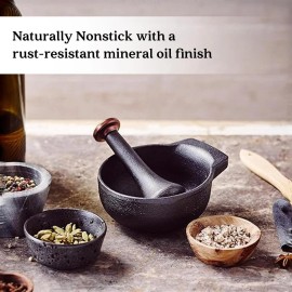 Unbranded Alva Nori Enameled Cast Iron Mortar And Pestle Set 4 2 C Nonstick Crusher - 4.3