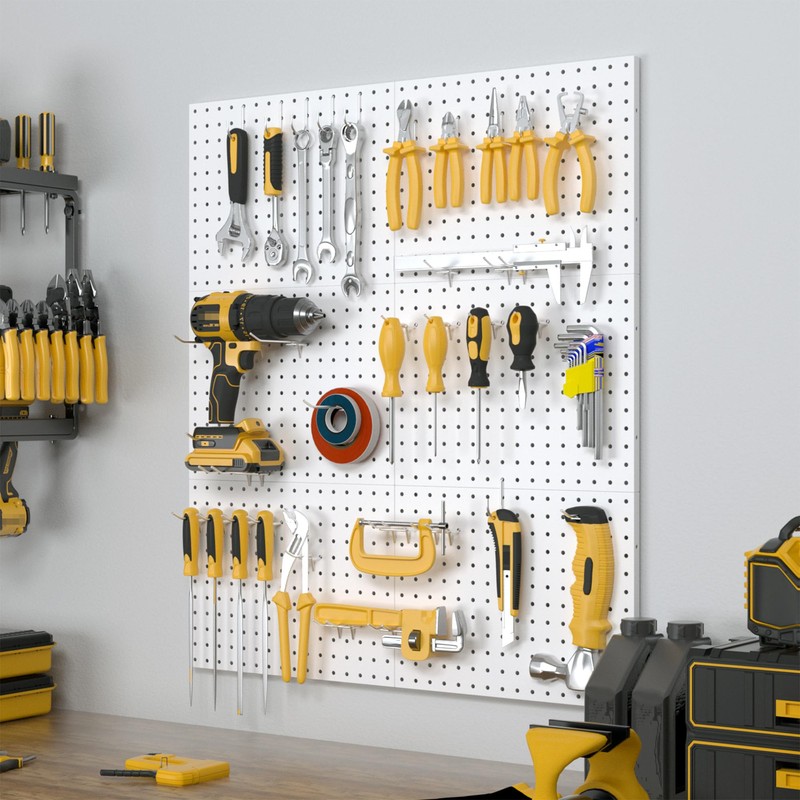 Spampur Peg Board, 6 Pack Metal Pegboard Panels White Pegboards