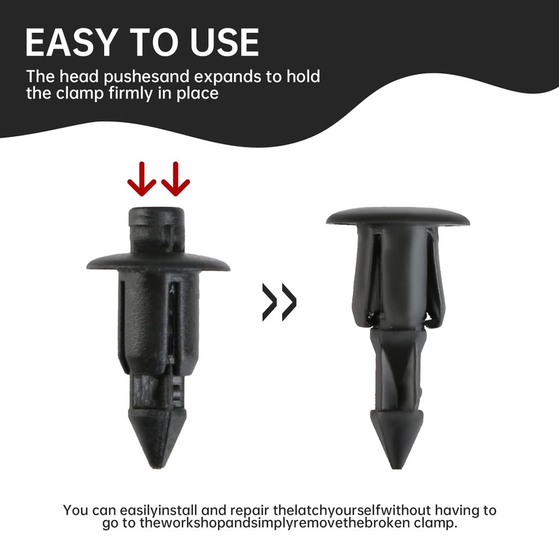 Pack of 50 Plastic Rivets, Expansion Rivets 6 mm, Plastic
