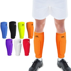 LUONT - Soccer Shin Guards for Men, Women & kids | Protective Football Soccer Pads with Superior Impact Absorption, Breathable, & Lightweight | Football Shin Guards Sleeves (S, Orange)