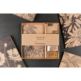 Clairefontaine 116046C Writing Set with Notebook 11 x 17 cm 32 Lined Sheets, Pencil, 2 Letter Clips, 10 Paper Clips and Eraser, 1 Set