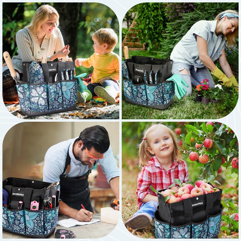 WORKPRO Garden Tool Bag, 9 Pockets Garden Tote Bag, Heavy