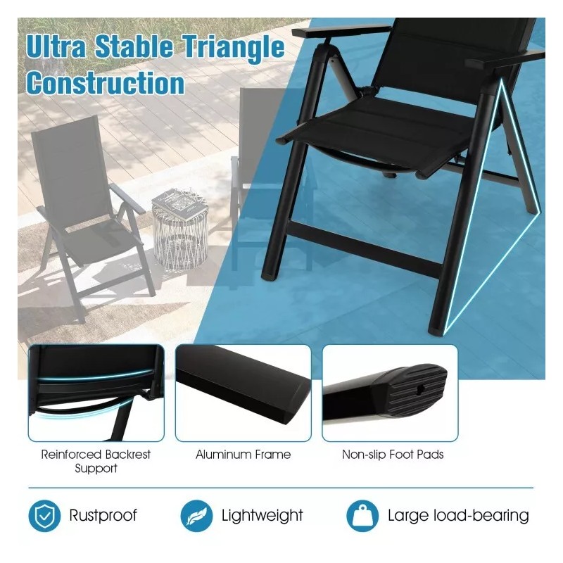 Costway Patio Outdoor Dining Chair High Back Armchair w/7 Position