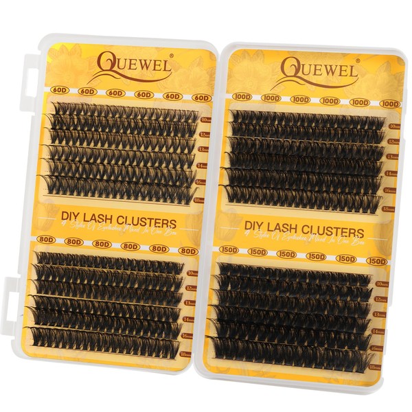QUEWEL Cluster Lashes 4 Stile 450 STK Einzelne Wimpern 10-18