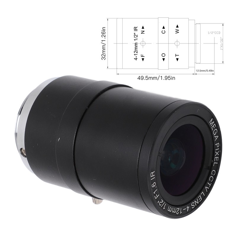 MP Camera Lens 4mm to 12mm Focal Length Manual Focus