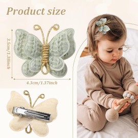 Shoyisenka 12 Pcs Knitted Butterfly Hair Clips with Yarn, Soft Wool Barrettes for Girls, Handmade Butterfly Flower Hair Accessories for Thin & Thick Hair, Bow-Adorned Barrettes