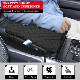 Sze Center Console Cover for 2015-2020 Ford F-150 F150 / 2017-2022 F250 F350 F450 / 2018-2024 Expedition Car Armrest Storage Mat PU Leather Arm Rest Pad Console Box Cover Center Console Cushion