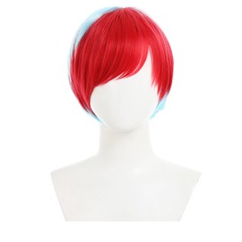 Miccostumes Unisex Wig, Anime Cosplay Wig, Popular, Short, Red Blew Hair, Cute, Natural