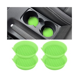 Mandark Car Cup Coaster, 4PCS Silicone Non-Slip Vehicle Drink Cup Mat, Sift-Proof Spill Recessed Automotive Interior Cup Holder Insert Protector Accessories, Universal for Most Cars (Green)