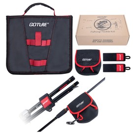 Goture 3-in-1 Fishing Tackle Binder Combo, Fishing Reel Case, 2Pcs Adjustable Velcro Rod Straps, Soft Lure Storage Bag with 8 Clear PVC Sleeves, Pole Fishing Accessories for Saltwater Freshwater B