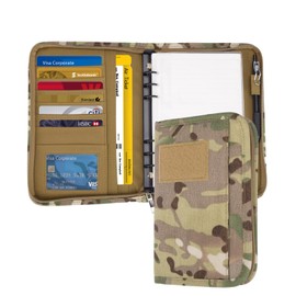 GLHFSONG Military Padfolio Ring Binder with 80 Sheets 160 Pages of Leaf Paper, Military Notebook with Zippered Padfolio Organizer, Refillable Tactical Notebook 6-Ring A5 Notebook Paper (10" x 7.3")