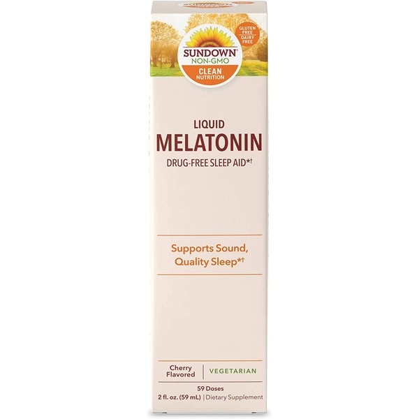 Sundown Sublingual Melatonin Liquid Cherry Flavor, 2 Ounces