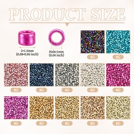 12580 Pcs 2 mm Glass Seed Beads - Colorful Square Glass Tube Beads for Christmas Bracelet, Jewelry Making, Keychain, Lanyard Decor