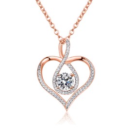 Zevmi Women's Heart Infinity Cubic Zirconia Necklaces - 5A Cubic Zirconia Heart Pendant Jewellery Necklaces for Women