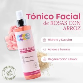 Tónico Facial De Rosas Con Arroz Vemare Equilibra 250 Ml